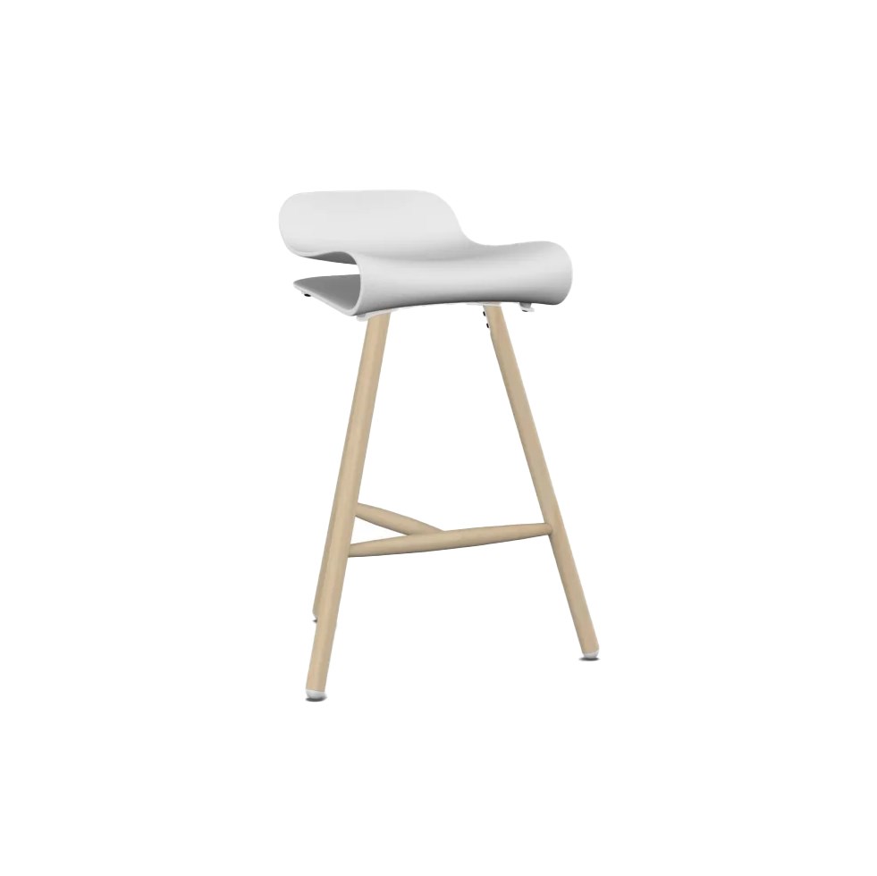 Bcn Stool On Wooden Base Solid Beech Red Coral Kristalia Harrycamila Clippings 9332421