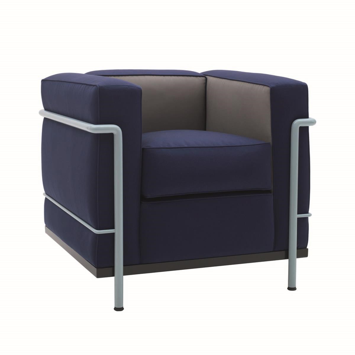 Cassina Perriand Lc2 Armchairs Blue Grey 2