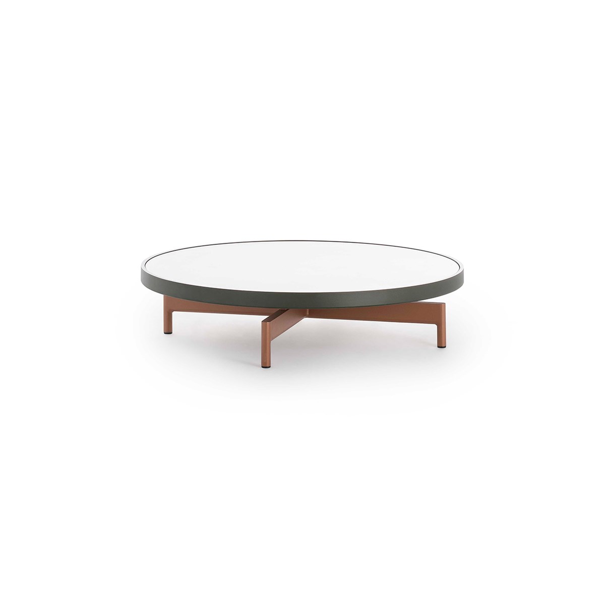 Onde Round Coffee Table D90x22 Bottle Green Copper 45